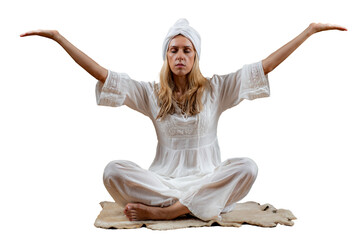 Total Balance Kriya in Kundalini Yoga isolated on transparent background.
