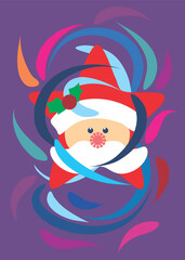 An abstract vector illustration of Santa Claus in a star form for Christmas 2023
