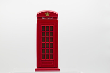 Obraz premium Red London Street Phone Booth Isolated on White Background.