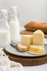 Caciotta Cheese, traditional italian cheese, selective focus