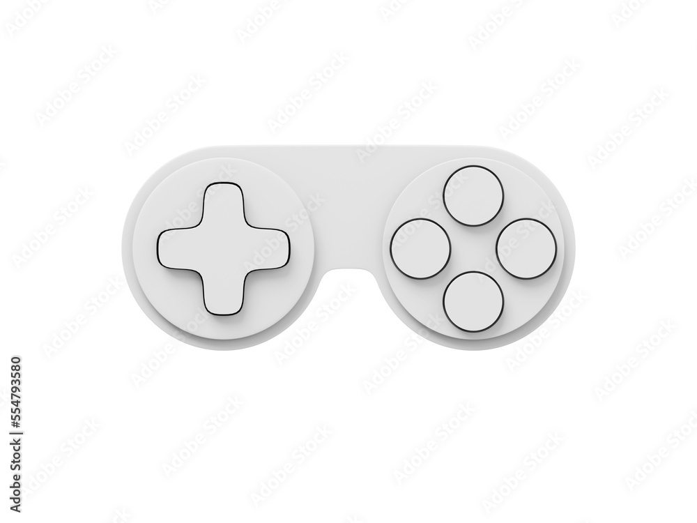 Poster minimalistic console game controller. whitr isolated icon on white background. 3d rendering.