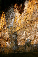 Canyon rock. A fragment of a mountain from which water flows.