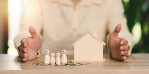 Male hand showing protection,Represents protection and protection of safety,concept of insurance...