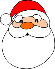 Santa Claus icon. Santa Claus face in flat design. Christmas card template. Santa Claus face beard mustache happy christmas xmas new year colorful vector illustration.