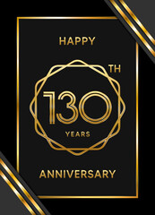 130th Anniversary. Anniversary Template Design With Golden Text, Vector Template Illustration