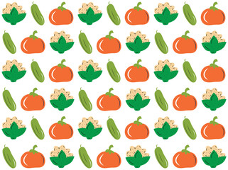 vegetables pattern background. Food pattern background. Hand drawn abstract vegetable pattern. Organic doodle pattern background. 