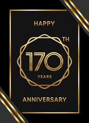 170th Anniversary. Anniversary Template Design With Golden Text, Vector Template Illustration