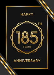 185th Anniversary. Anniversary Template Design With Golden Text, Vector Template Illustration