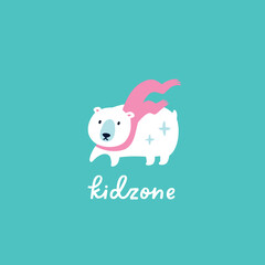 Cartoon polar bear wearing scarf logo design
