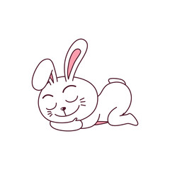 Cute White Rabbit Character With Emotion, Transparent, Illustration