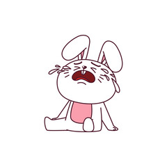 Cute White Rabbit Character With Emotion, Transparent, Illustration