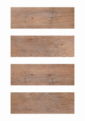Isolate wood plank brown texture background. Collection of wood planks: