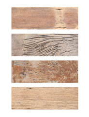 Isolate wood plank brown texture background. Collection of wood planks: