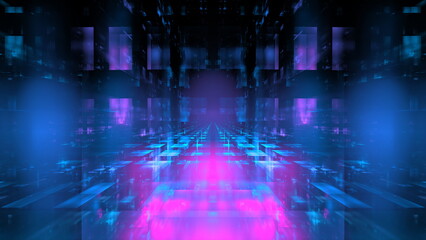 Fototapeta premium Digital technologies, cloud computing, digital future, information transfer. Abstract technology big data background concept. Motion of digital data flow. 3d illustration
