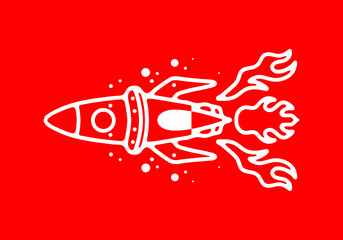 Line art illustration tattoo design of a space rocket