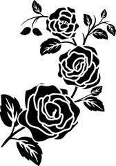 rose black silhouette floral bloom 