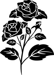 rose black silhouette flower floral 