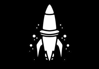Line art illustration tattoo design of a space rocket