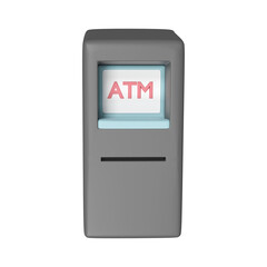 Blue And Grey ATM Machine Icon In 3D Render Style.