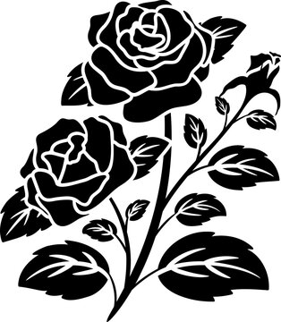 floral black silhouette rose flower bloom 