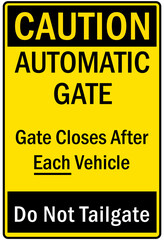 Gate sign and labels