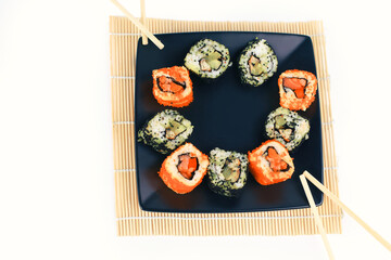 traditional Japanese sushi dish. photo with copy space