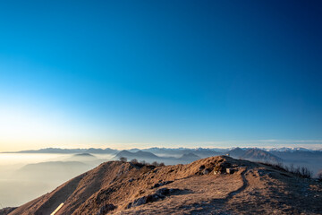 Winter sunset from an alpine peak of Friuli-Venezia Giulia