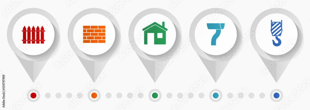 Poster home building vector icons, industrial and conctruction flat design web pointers collection, busines