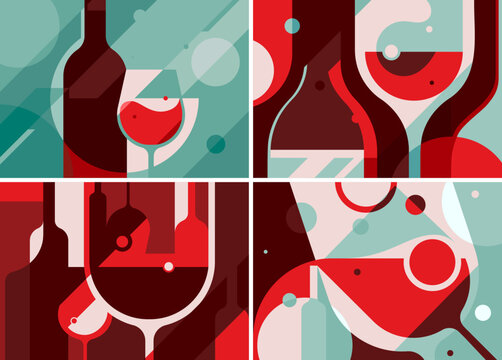 Collection of wine banners. Placard designs in abstract style.