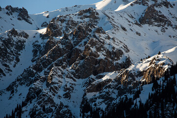 Winter snow mountain peak travel