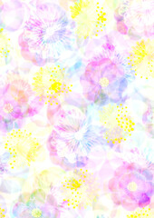 花と丸をモチーフとした幻想的なグラフィック