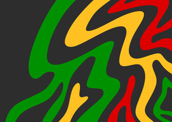 Fototapeta na wymiar Abstract background with colorful wavy lines pattern and with Jamaican color theme