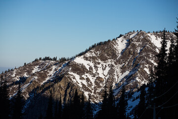 Winter snow mountain peak travel