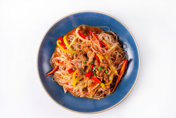 lagman with vegetables on a white background