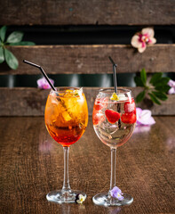 tasty cocktail on the wooden background