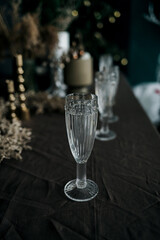 empty glass on the Christmas table