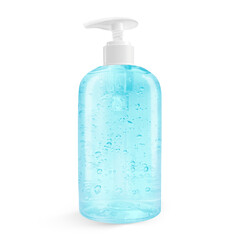 Blue gel cosmetic pump bottle