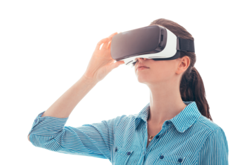 Young woman experiencing virtual reality