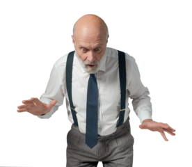Shocked businessman staring at something scary