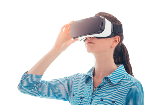 Young woman experiencing virtual reality
