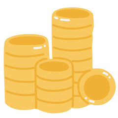 Coin stacks vector illustration in flat color design