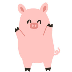 Happy pig vector illustration in flat color design