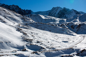 Winter snow mountain peak travel