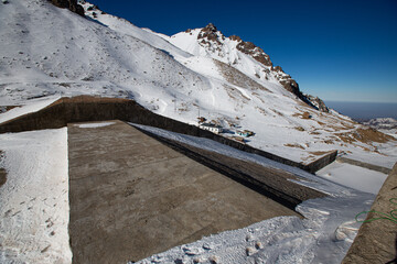 Winter snow mountain peak travel