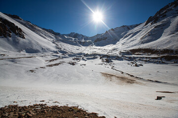 Winter snow mountain peak travel