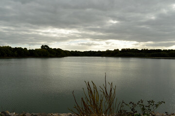 Lake view under turbulent skies