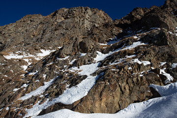 Winter snow mountain peak travel