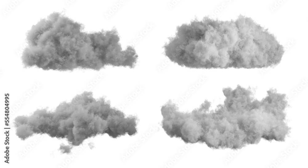 Aufkleber Black cloudy shape set isolated 3d rendering