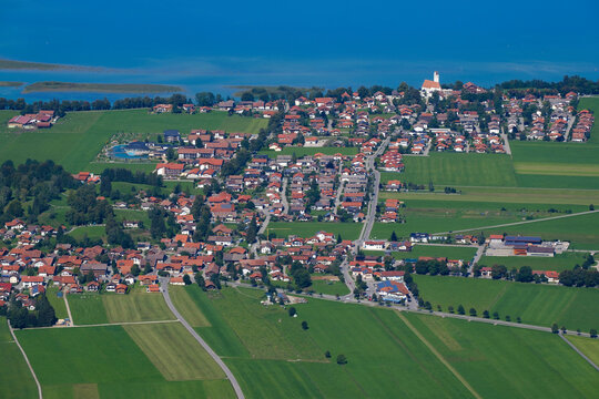 Ariel view of Schwangau town near Forggensee Lake
