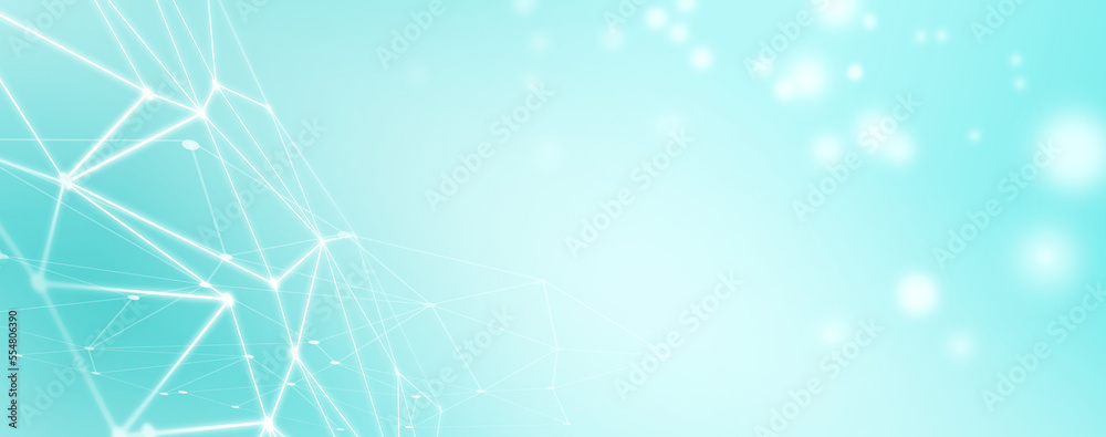 Wall mural panoramic abstract dot and triangle connection background., the world is connect and smaller concept